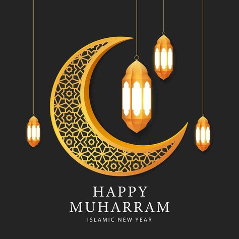 Happy Muharram islamic new year background. Muslim Hijri new year greeting design template. Vector illustration. Happy Muharram Wishes, New Year Greeting Design, Moharram Islamic New Year, Muharram Post, Awal Muharram Poster Design, Happy Muharram Islamic New Year, Hijri New Year, Happy Muharram, New Year Background