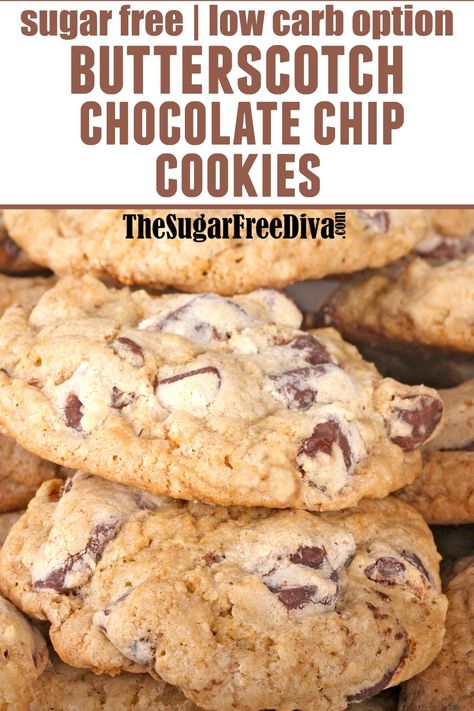 Sugar Free Butterscotch Pudding Chocolate Chip Cookies #sugarfree #butterscotch #pudding #cookies #recipe Pudding Chocolate Chip Cookies, Sugar Free Cookie Recipes, Sugar Free Desserts Easy, Chocolate Chip Pudding, Chocolate Chip Pudding Cookies, Easy Food Recipes, Butterscotch Cookies, Keto Easy, Sugar Free Baking