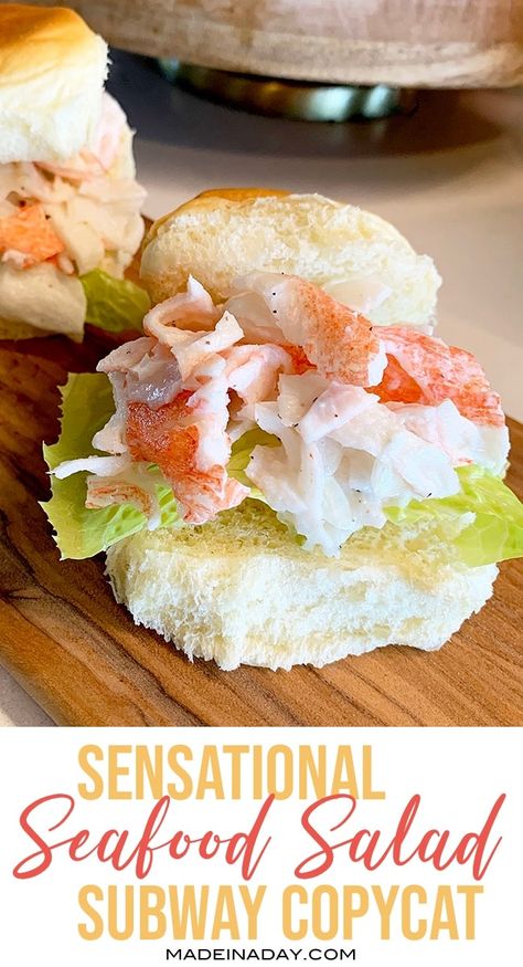 The perfect and closest imitation crab salad recipe used in Subway Seafood Sensation recipe, Publix Neptune salad, and Which Wich Krab salad subs. Get it here! #seafood #imitationcrab #crab #seafoodsandwich #crabsaladsandwich #crabsalad #copycat How To Make Crab Salad, Subway Seafood And Crab Recipe, Subway Seafood Salad Recipe, Subway Seafood Sensation Recipe, Best Crab Salad Recipe, Neptune Salad, Salad Dinners, Crab Salad Sandwich, Crab Meat Salad