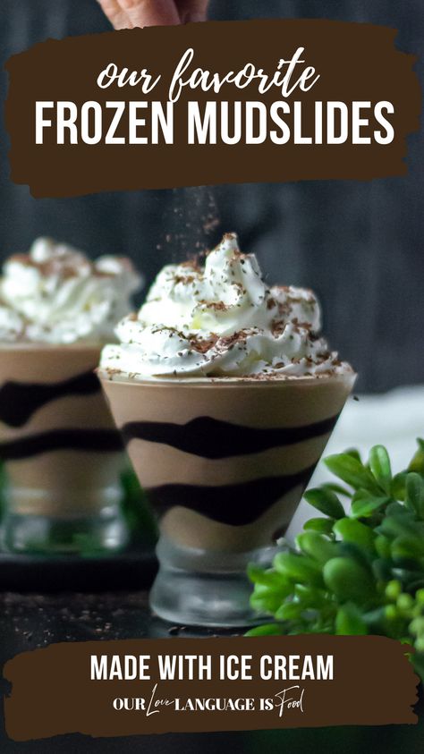 Mudslides Made With Ice Cream, Frozen Mudslide Recipe Alcohol, Boozy Ice Cream Drinks, Ice Cream Drinks With Liquor, Mudslide Recipe Alcohol, Frozen Mudslide Recipe, Frozen Alcoholic Drinks, Mud Slide Drink Recipe, Drinks With Alcohol