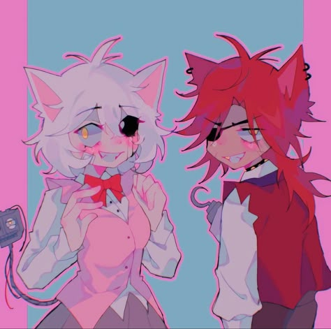 Foxy X Mangle, Fnaf Fanart, Fnaf Security Breach, Fnaf Characters, Fnaf Stuff, Fnaf Drawings, Fnaf Art, Five Nights At Freddy's, Matching Pfps