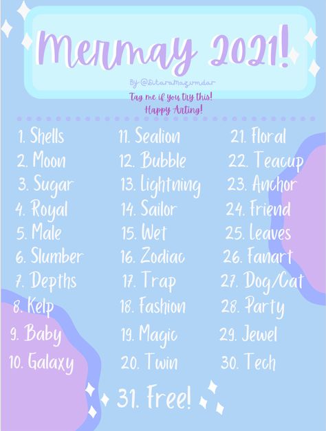 Kawaii Drawing Prompts, Mermay Prompt List, Mermay Prompt 2024, Mermay Prompt 2023, Mermay Prompt, Mermay 2024, Mermay 2023, Creativity Challenge, Artist Block