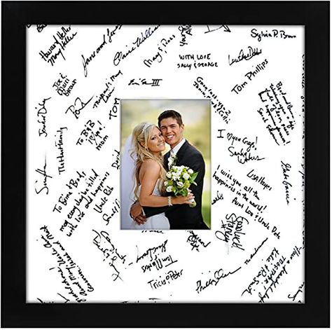 Amazon.com - Americanflat 14x14 Inch Black Wedding Signature Picture Frame | Displays 5x7 Inch Photos. Lead Free Glass. Hanging Hardware Included! - Signature Picture Frame, Wedding Picture Frame, Photowall Ideas, Picture Frame Mat, 5x7 Picture Frames, Studio Gallery, Room Display, Wedding Picture Frames, Picture Frame Display