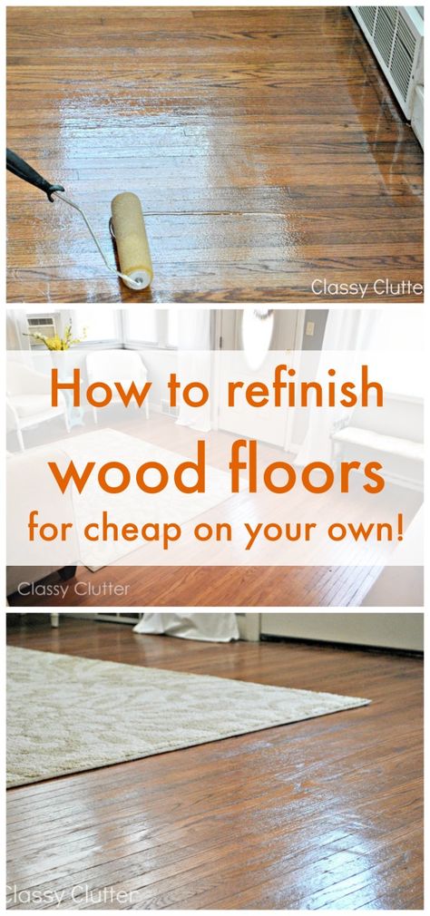 How to refinish wood floors like the pros for CHEAP! - www.classyclutter.net Refinish Wood Floors, Refinishing Hardwood Floors, Refinishing Floors, Diy Home Repair, Home Repairs, Diy Home Improvement, Home Maintenance, Tips Tricks, Home Repair