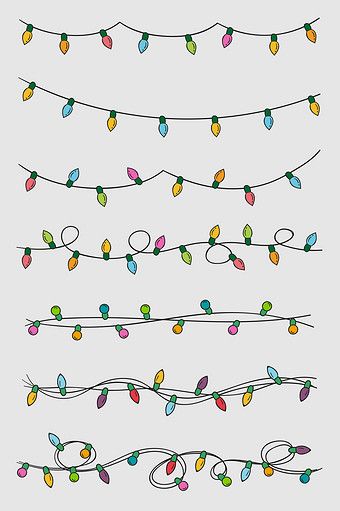 Hand Drawn Christmas Lights, Bujo Lights Theme, Christmas Cards Decor, Christmas Lights Tattoo Small, Chrustmas Lights, Chrostmas Lights, Christmas Light Drawing Easy, Christmas Lights Doodle, Christmas Art Design