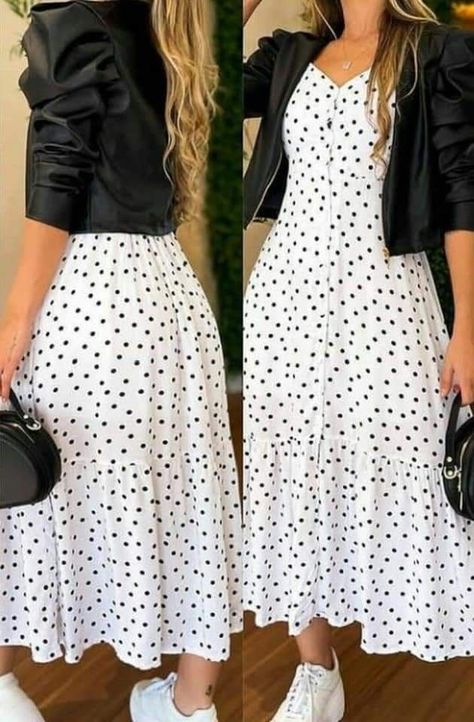 Chique Outfit, Modesty Outfits, Cute Modest Outfits, Chique Outfits, Trendy Dress Outfits, White Polka Dot Dress, Foto Poses, Church Outfits, Casual Chic Outfit