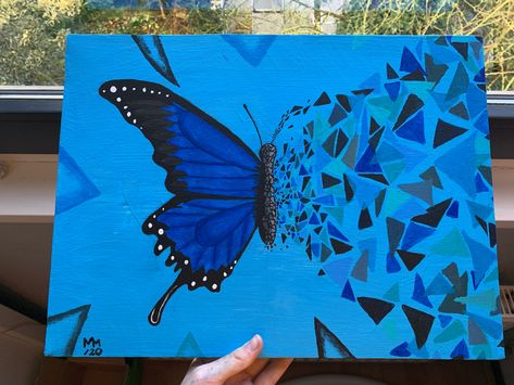 Butterfly painting! I really enjoyed making it!! Cute Butterfly Painting, 4h Crafts, Shape Painting, Half Butterfly, Butterfly Painting, Cute Butterfly, Butterfly Shape, Phone Screen, Wall Canvas