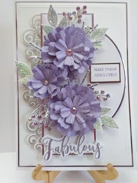 Card Making Competition, Pinterest Birthday Cards, Card Making Flowers, Chloes Creative Cards, Greeting Card Making, Card Design Handmade, Purple Cards, Diy Gift Card, Birthday Cards For Women