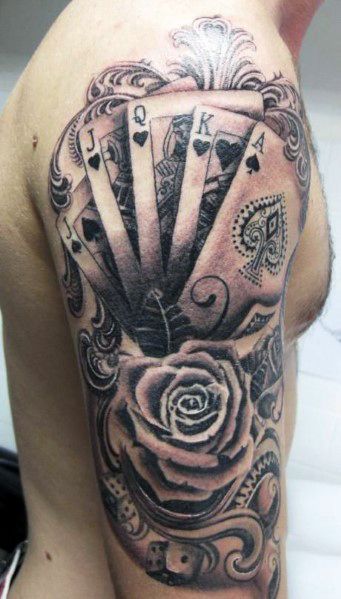 Black Rose Tattoo Ideas For Men Rose Tattoos For Guys, Tattoos Masculinas, J Tattoo, Rose Tattoos For Men, Black Rose Tattoos, Theme Tattoo, Tattoos Skull, Gambling Tattoo, Artists And Models