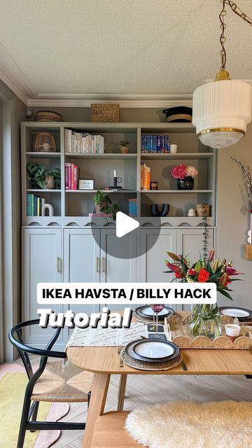 Billy Bookcase Hack Living Room, Ikea Lower Cabinet Hack, Ikea Havsta Billy Hack, Billy Kitchen Hack, Havsta Billy Hack, Ikea Hack Havsta, Billy Bookcase Coffee Bar, Ikea Entertainment Unit Hack Billy, Ikea Havsta Tv