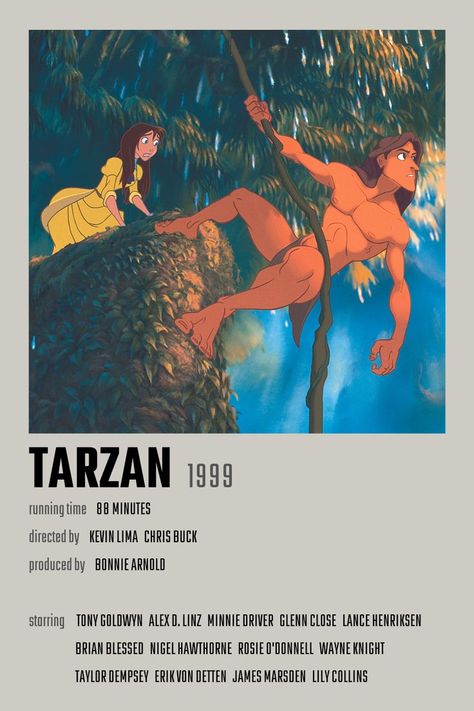 Tarzan Movie Poster Tarzan Movie, Tarzan Disney, Disney Movies List, Animated Movie Posters, Minnie Driver, Tony Goldwyn, Film Posters Minimalist, Cute Disney Pictures, Disney Posters