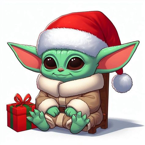 Baby Yoda Navidad, Navidad Cute, Christmas Gonks, Baby Yoda Christmas, Yoda Christmas, Easy Christmas Drawings, Yoda Png, Easy Disney Drawings, Christmas Tattoo