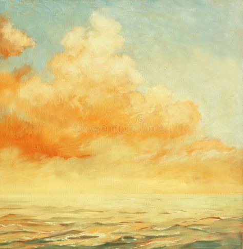 Sea landscape with a cloud, illustration, painting by oil on a. Sea landscape wi #Sponsored , #SPONSORED, #advertisement, #landscape, #oil, #wi, #cloud Sunset And Clouds, Yellow Sunset, Yellow Cloud, Pastel Sunset, Yellow Sky, Bright Art, Marmont Hill, Yellow Art, Sunset Art