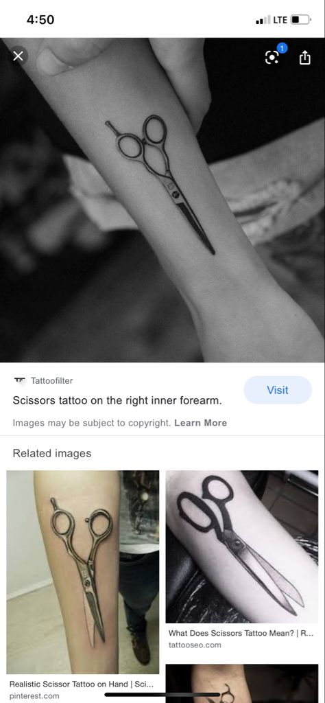 Haircutting Shears Tattoo, Shears Tattoo, Dainty Tattoos, Tattoos Ideas, Piercing Tattoo, Creative Tattoos, Dream Body, Body Mods, Infinity Tattoo