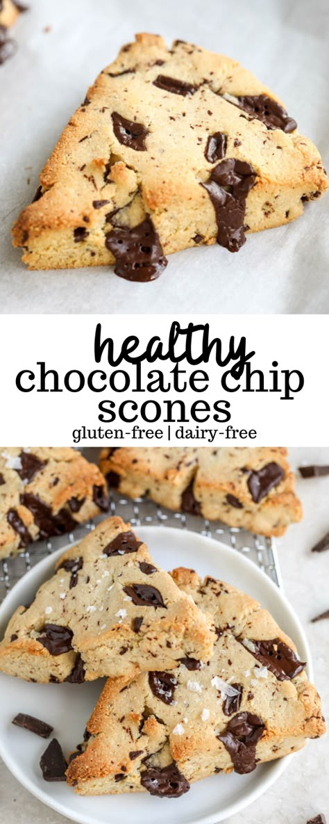 Erin Lives Whole, Healthy Scones, Glutenfri Baking, Chocolate Chip Scones, Gluten Free Scones, Dairy Free Treats, Dairy Free Breakfasts, Healthy Chocolate Chip, Desserts Keto