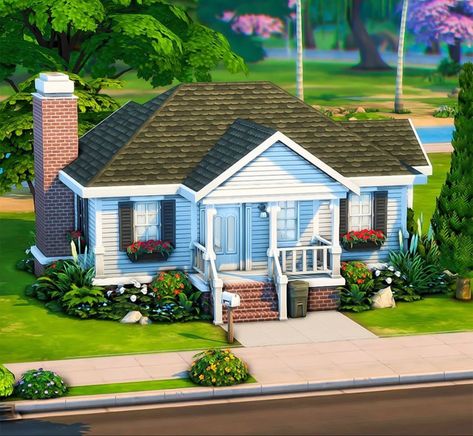 Willow Creek Starter House, Sims 4 Starter Home No Cc, Willow Creek Sims 4 House, Sims 4 Willow Creek House, Sims 4 Starter Home, Sims 4 Cottage, Sims 4 Houses Layout, Shotgun House, Sims Houses