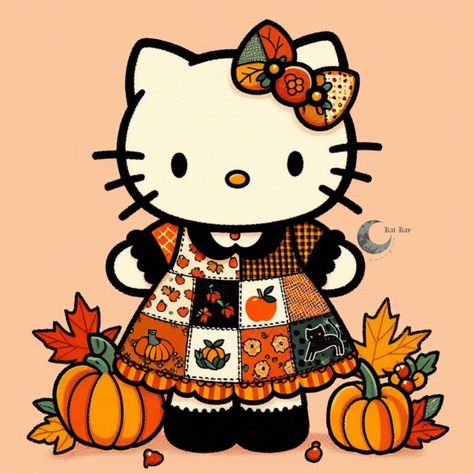 Hello Kitty Halloween Wallpaper, Thanksgiving Drawings, Kawaii Cat Drawing, November Wallpaper, Walpaper Hello Kitty, Tole Painting Patterns, Kitty Drawing, Hello Kitty Drawing, Hello Kitty Cartoon