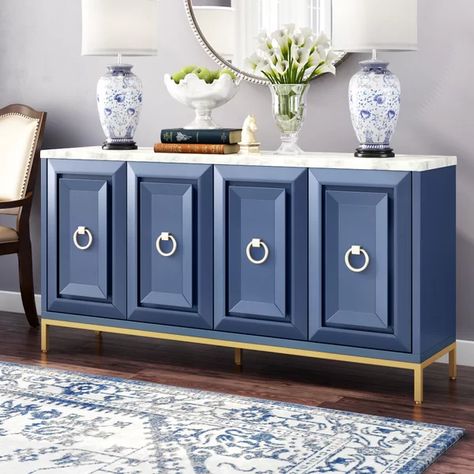 Blue Sideboards, Style Sideboard, Wide Sideboard, White Sideboard, Distressed Furniture, Blue Living Room, Wood Sideboard, Blue Rooms, Sideboard Furniture