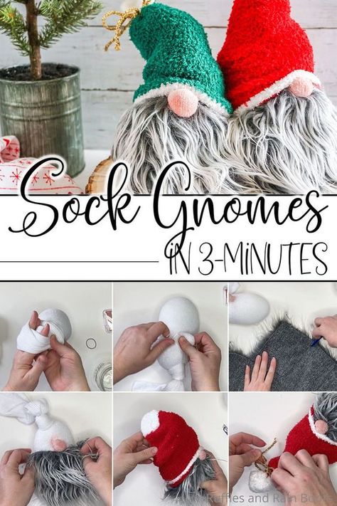 Gnome From Socks Diy, Making Sock Gnomes, Diy Sock Gnomes Tutorials, One Sock Gnome, Sock Gnomes Diy How To Make Easy, Gnome Hat From Sock, Fuzzy Sock Gnome, Gnome Made From Socks, Gnome Out Of Socks