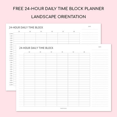 Free Printable 24-Hour Daily Time Block Schedule Planner - Landscape Orientation #free #printable #dailyplanner #daily #planner #schedule #timeblock #timeblocking #printables #template #templates Timeblocking Printable, Hourly Schedule Printable, Daily Planner Schedule, Time Blocking Printable, Study Planner Printable Free, Block Schedule, Daily Schedule Printable, Daily Planner Notepad, Planner Schedule