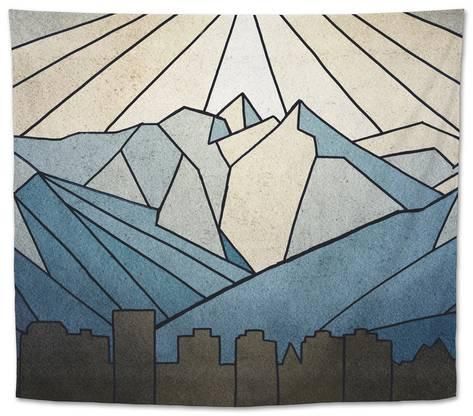 Colorado Posters, Mountain Tapestry, Geometric Mountain, Mountain Illustration, Mountain Art Print, Scenic Art, Art Print Display, Online Wall Art, Mountain Art