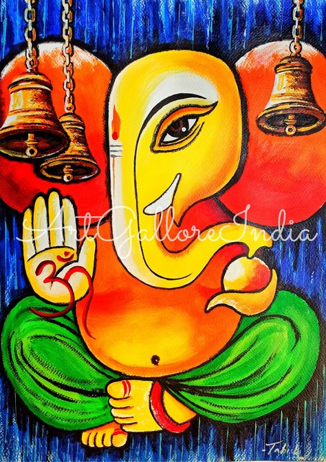 Ganesha Wall art, Ganesha Painting Ganesha Acrylic Painting Ganesha Acrylic Painting, Ganesha Wall Art, Handmade Drawings, Ganesha Drawing, Ganesh Art Paintings, Buddha Art Drawing, Kids Canvas Art, Canvas Acrylic Painting, Indian Women Painting