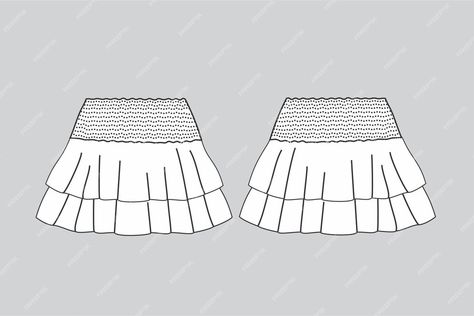 Premium Vector | Ruffled skirt skirt drawing vector fashion technical drawing ruffled skirt drawing Skirt Technical Drawing, Drawing Ruffles, Fashion Technical Drawing, Skirt Drawing, Drawing Vector, Bubble Skirt, Skirt Short, Ruffled Skirt, Skirt Skirt