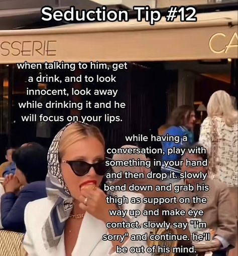 Being More Seductive, Aesthetic Seduction, How To Be Flirty, Flirty Aesthetic, Feminine Tips, How To Be Seductive, Dark Psychology, Funny Charts, Easy Love Spells