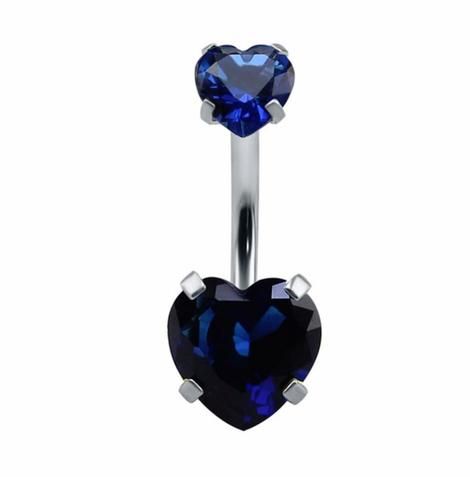 14G Dark Blue Hearts Double Gem Belly Ring – fiveotattoo Button Jewellery, Belly Piercings, Navel Piercing Jewelry, Bellybutton Piercings, Belly Button Piercing Jewelry, Belly Piercing Jewelry, Button Piercing, Belly Button Jewelry, Belly Jewelry