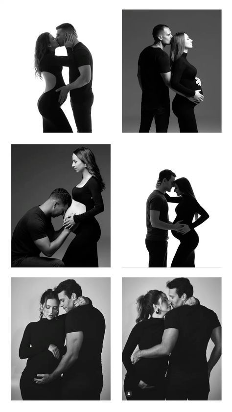 Maternity Photography Black And White Couple, Maternity Photography With Backdrop, Maternity Photography With Partner, Black And White Studio Maternity Shoot, Maternity Picture Ideas With Husband, Baby Bump Photos Monthly, Mother Daughter Maternity Shoot, Maternity Photo Shoot Props, Maternity Photo Shoot Ideas Couples Studio