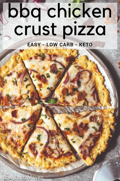 Chicken Crust, Chicken Crust Pizza, Low Carb Maven, Easy Dinner Recipes Crockpot, Bbq Chicken Pizza, Crust Pizza, Low Carb Pizza, Rotisserie Chicken Recipes, Keto Foods