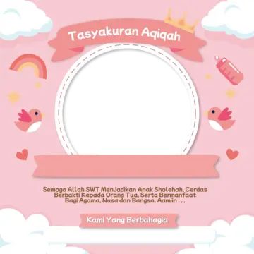 Aqiqah Invitation, Aqiqah Card Design, Decor Aqiqah Baby Girl, Kartu Ucapan Kelahiran Bayi Template, Baby Girl Frame Background, Pink And Gold Background, Kids Spa, Baby Icon, Summer Banner