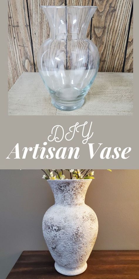 Giant Vase Decor Ideas, Painting Vases Diy Ideas Glass, Upcycled Vases Ideas, Vase Redo Diy Projects, Diy Rustic Vase, Repurpose Glass Vases, Large Vase Decorating Ideas, Diy Glass Vase Makeover, Modge Podge Vase