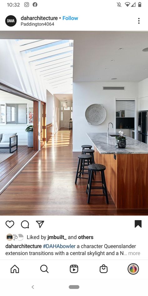 Dark Floorboards, Red Floor, Dark Floors, Flooring Inspiration, Granny Flat, Scandinavian Kitchen, Kitchen Living, White Walls, Wood Floors