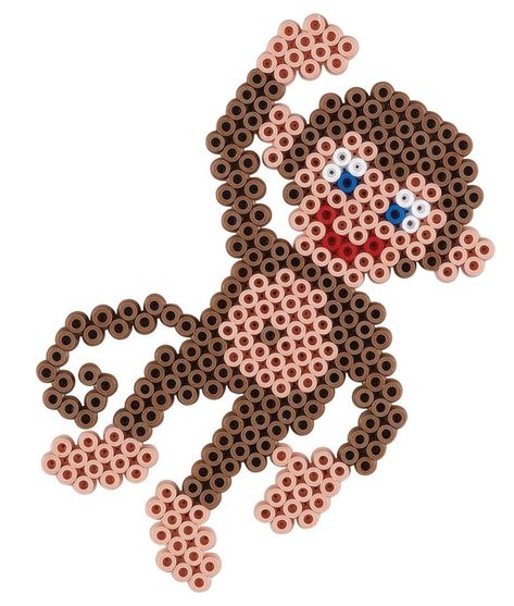 Monkey Pattern, Diy Perler Bead Crafts, Diy Perler Beads, Beaded Crafts, Perler Beads Designs, Perler Bead Art, Perler Bead Patterns, Hama Beads, Animal Pattern