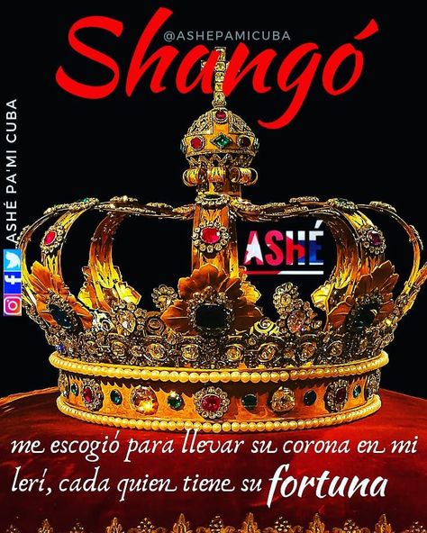 Ashé pa' mi Cuba en Instagram: “La gran fortuna de los hijos de Kabiosile Shangó 👑 ❤️ ⚡ Ashé para los hijos de Shangó ❤️ Siempre Ashé 🙏 No olvides seguirnos en Instagram…” Shango Orisha, Yoruba Orishas, Orishas Yoruba, African Mythology, Aztec Tattoo, Cuba, Ash, Spirituality, On Instagram