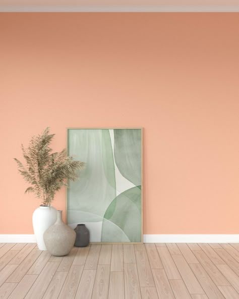 Peach Baby Room, Peach Wall Color, Peach Color Wall, Peach Colored Rooms, Colors For Rooms, Kitchen Wall Color, Peach Living Rooms, Peach Paint Colors, Olive Decor