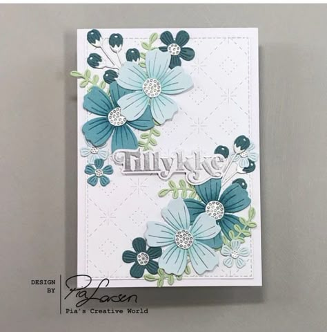 Silver, Teal and Turquiose colours with Spellbinders Be Bold Blooms die set. Prioritize Myself, Spellbinders Be Bold Blooms, Be Bold Blooms, Card Sketches Templates, Spellbinders Cards, Beautiful Handmade Cards, Paper Creations, August 27, Friendship Cards