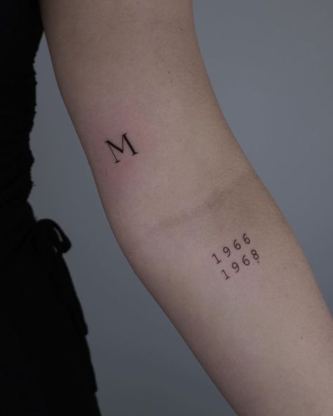 Significant Date Tattoos, Parents Date Tattoo, Same Birthday Tattoo, Tattoos For Multiple Kids, Date Birth Tattoo, Birth Dates Tattoo Ideas, Birth Dates Tattoo, Birth Date Tattoos For Women, Letter Y Tattoo