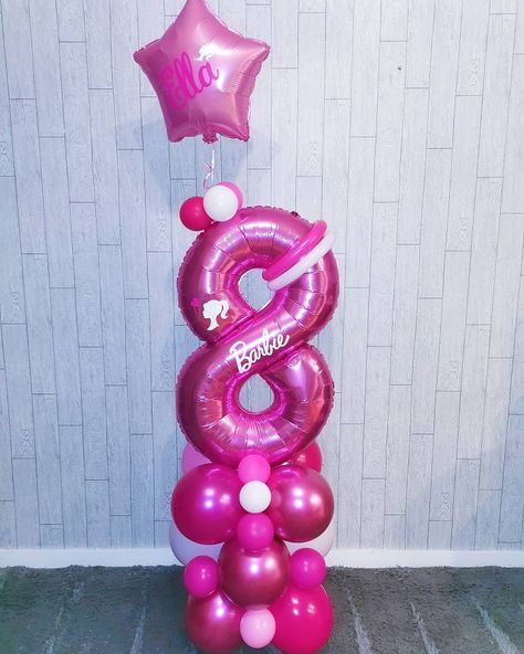 Barbie Balloon Decorations, Barbie Party Centerpieces, Birthday Barbie Theme, B Day Themes, Barbie Balloons, Barbie Bday Party, Barbie Bday, Barbie Birthday Cake, Barbie Party Decorations