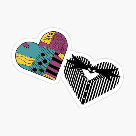 Sally and Jack Nightmare Before Christmas Heart by DesertRains | Redbubble Her Jack His Sally, Nightmare Before Christmas Stickers, Halloween Cutouts, Sally And Jack, Wallpapers Halloween, Jack Skellington And Sally, Jack Nightmare Before Christmas, Sally Skellington, Nightmare Before Christmas Sally