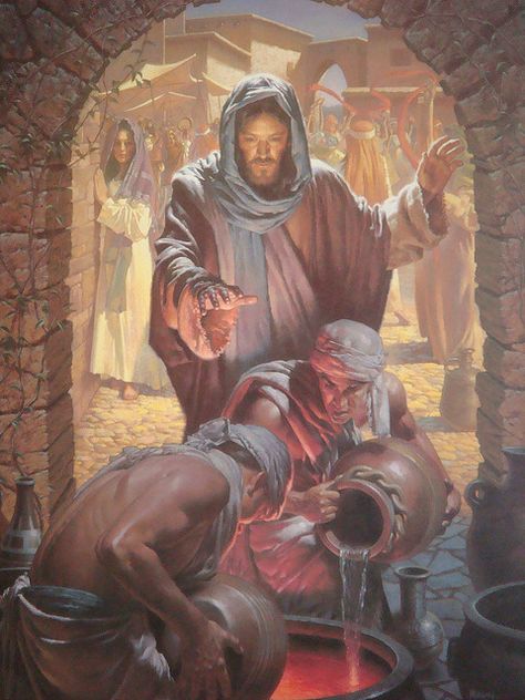 Jesus turning water into wine by Tita Abbott, via Flickr Bible Paintings, Morgan Weistling, Jesus Artwork, Theme Tattoo, Bible Images, Jesus Christ Art, Water Into Wine, Jesus Painting, Jesus Christ Images