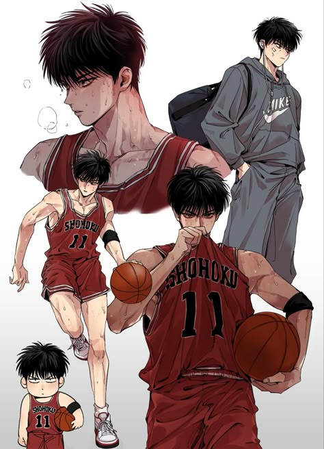 Kaede Rukawa, Rukawa Kaede, Slam Dunk Manga, Slam Dunk Anime, Basketball Anime, Anime Expressions, 캐릭터 드로잉, Sketch Inspiration, Anime Drawings Boy