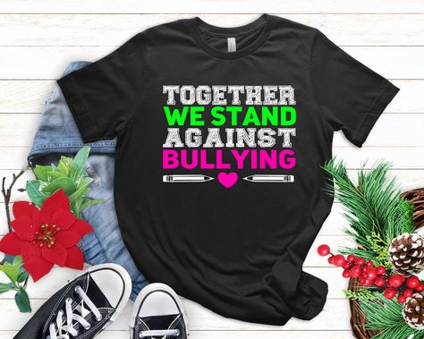 No Bullying shirt, Stop bullying, Make bullying Extinct, Antibullying shirt, Anti Bullying Awareness Shirt, Bullying Prevention Tee,Kindness by MGGSTORE1 on Etsy Together We Stand, Awareness Shirt, Cool Tees, Leisure Wear, Jersey Shorts, Lightweight Fabric, Cool Shirts, Short Sleeve Tee, Print Quality