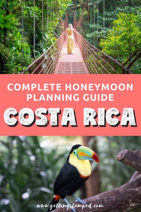 How to plan the perfect honeymoon in Costa Rica. After landing in San Jose, honeymooners can experience surfing in Tamarindo, white sandy beaches at Manuel Antonio National Park, and the best resorts on the Guanacaste Peninsula. Tips on planning the perfect romantic, yet adventurous vacation from things to do to hotel recommendations, must see destinations and more. | Getting Stamped - Couple #Travel & #Photography #Blog | #Travel #TravelGuide #Wanderlust #BucketList #CostaRica #Honeymoon Couple Skiing, Wallpaper Adventure, Visiting Costa Rica, Couple Adventure, Costa Rica Honeymoon, Costa Rica Travel Guide, Manuel Antonio National Park, Perfect Honeymoon, Quotes Adventure