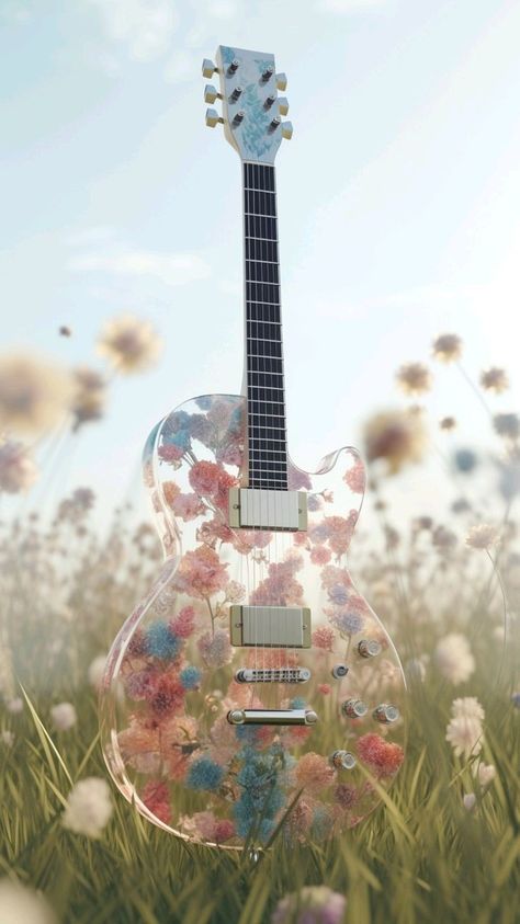 Floral Guitar, Instruments Art, Wallpaper Iphone Love, Guitar Obsession, Music Drawings, Music Artwork, Sunflower Painting, Cute Wallpaper For Phone, Guitar Design