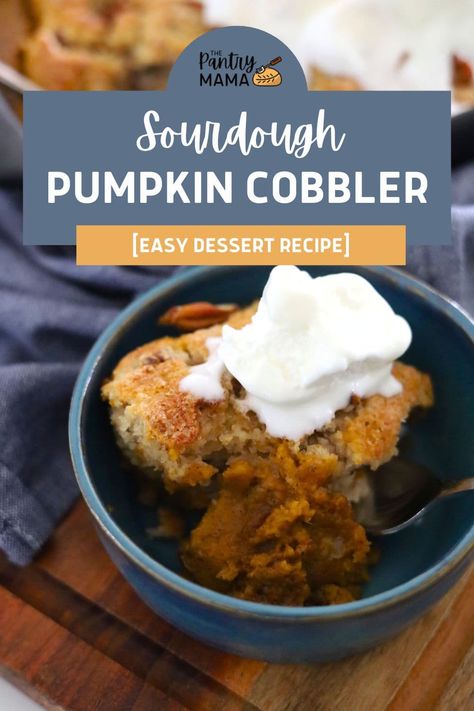 Sourdough Pumpkin Pecan Cobbler Sourdough Pumpkin Cobbler, Sourdough Cookies, Pumpkin Pecan Cobbler, Sourdough Pumpkin, Pumpkin Cobbler, Cobbler Recipes Easy, Pumpkin Filling, Pecan Cobbler, Cobbler Easy