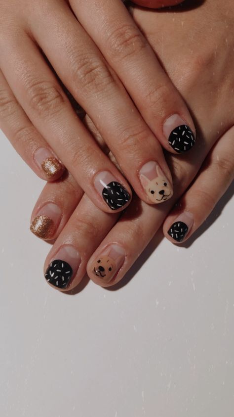 Frenchie Nail Design, Frenchie Nail Ideas, French Bulldog Nails, Frenchie Nails, Nail Suggestions, Dog Nail Art, New Years Nail Art, Mens Nails, Fantasy Nails