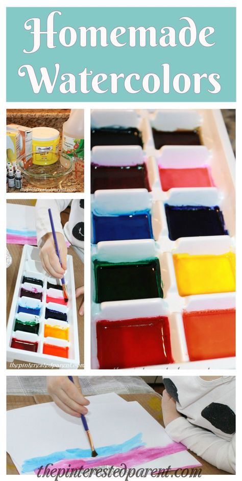 DIY homemade watercolor paints. Easy to make with simple ingredients found in your kitchen Homemade Watercolors, Sunflower Watercolor Painting, Diy Art Supplies, Homemade Paint, Tree Watercolor Painting, Floral Watercolor Paintings, Homemade Art, Watercolor Paintings For Beginners, Diy Watercolor Painting