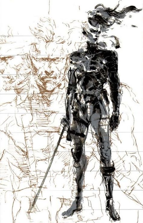 Raiden Yoji Shinkawa Metal Gear, Metal Gear Solid Artwork, Metal Gear Solid Art, Metal Gear Survive, Yoji Shinkawa, Raiden Metal Gear, Metal Gear Solid Series, Art Homework, Metal Gear Series